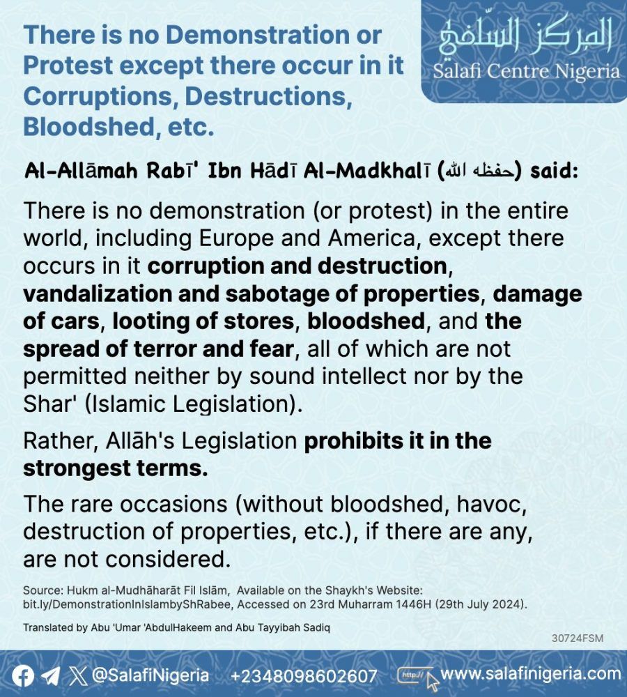 Protests Demonstrations Evil - Shaykh Rabee-1